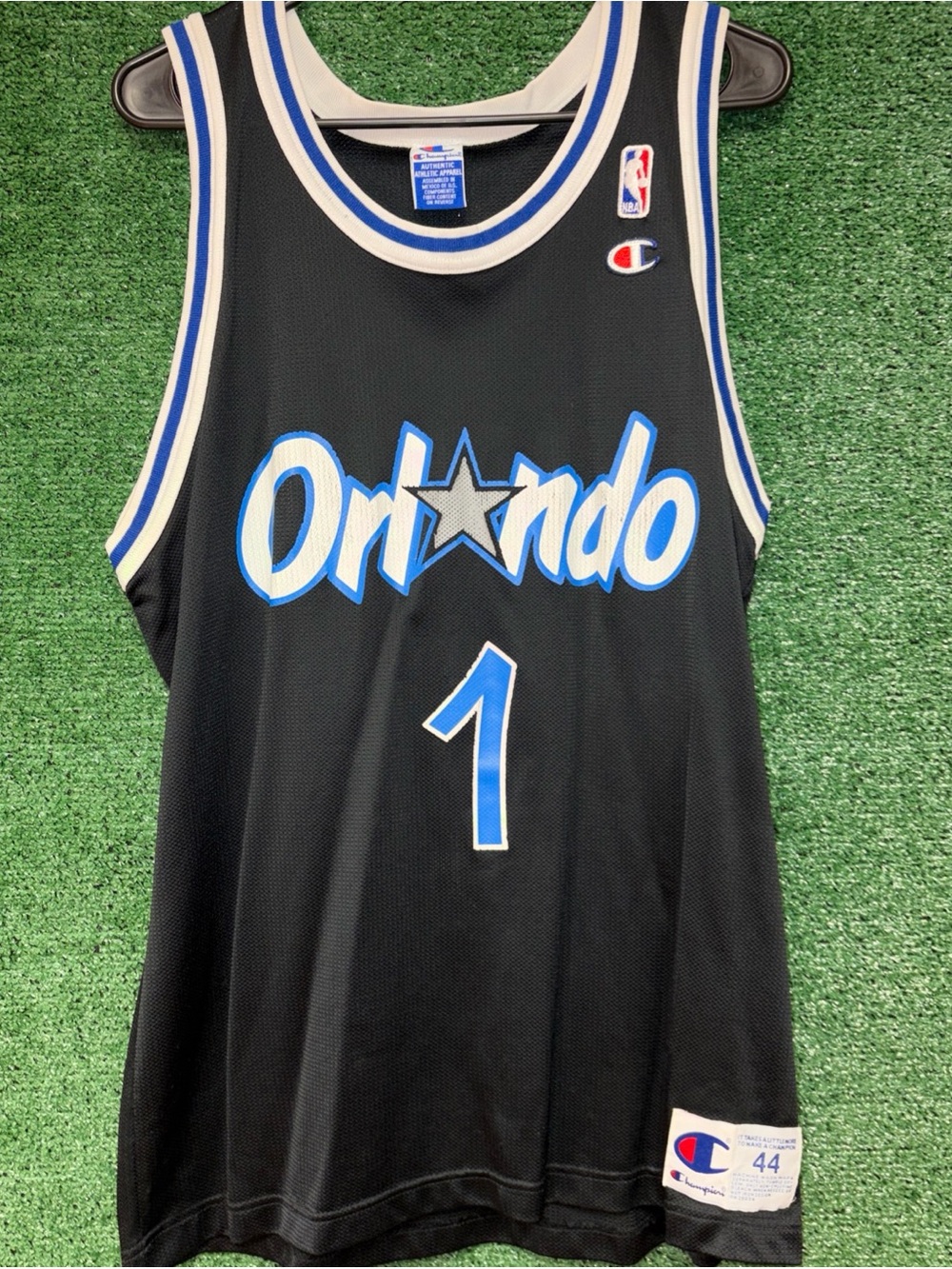 PENNY HARDAWAY Orlando Magic #1 Jersey Black Vintage 90s Champion Men Sz 44 USA